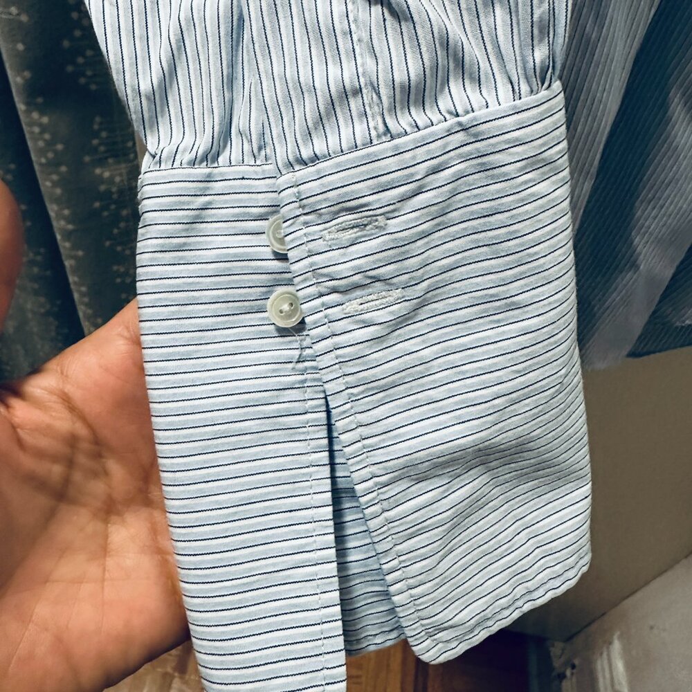 EUC Nili Lotan Faye Blue Striped Button-Up Shirt - Picture 8 of 9